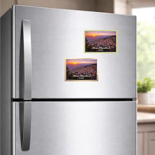 Image of Decorative Fridge Magnet with Glowing Border | Pack of 1 (Almora, Uttarakhand, 3x2 inch - Golden Border)