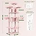 Globlazer Kratzbaum Rosa Große XXL hoch 204 cm mit 3 Gepolsterte Sitzstangen, 2 Katzenhaus, 2 Korb, Hängematte, Luxus Katzenbaum Stabil für 3-5 Erwachsene Katze Ausruhen Spielen Kratzen (F80, Rosa)
