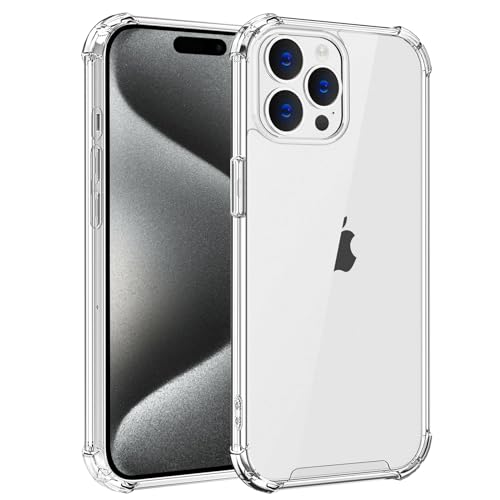 Whioltl Hülle für iPhone 15 Pro Max, Durchsichtige Kratzfest Stoßfest Handyhülle, Ultra Transparent Bumper Weiche Clear Case Cover, Silikon Handyhülle, Militärischer Fallschutz, Nicht Vergilbend