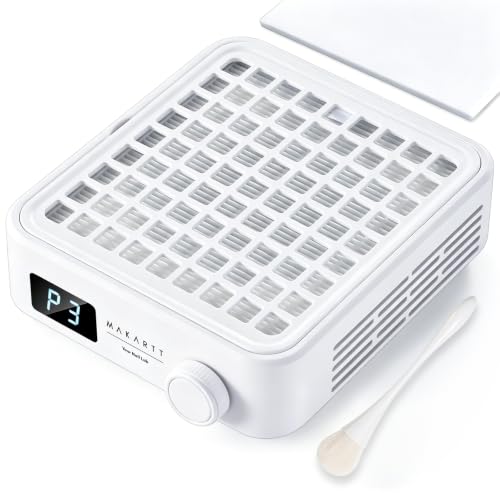 Makartt PocketSized Nail Dust Collector – Powerful Dust Collector Nail Tech Quite Suction Machine for Acrylic Nails Manicure & Pedicure Salon & Home Use Includes 10pcs Filters & Dust Brush