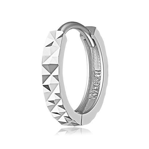 14k Yellow OR White Gold 2mm Thickness Multifaceted Huggie Earrings (11 x 11 mm)3