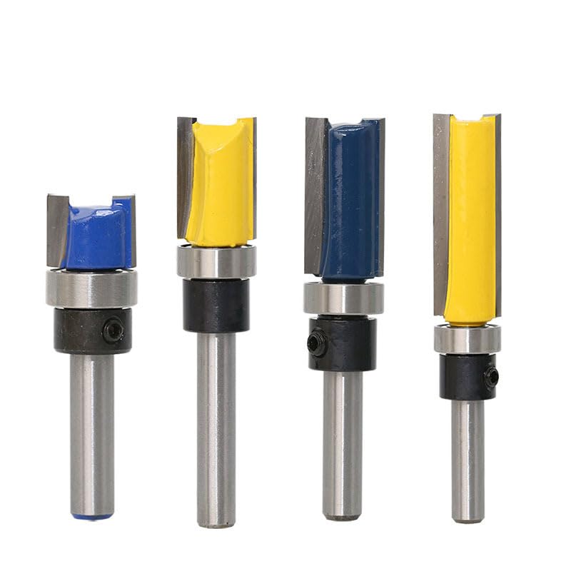 Premium 1/4" Straight Bearing Cutter for Woodworking Engraving & Trimming Machine Slotting Tool(1/4*1/2*38yellow)