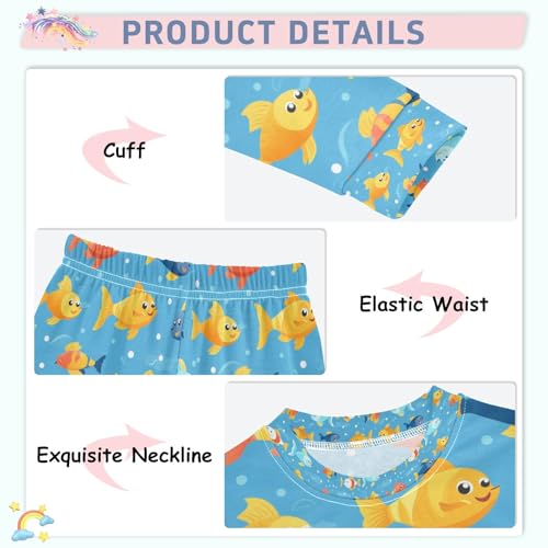 senya Rainbow Fish Pajamas Set Long Sleeve Soft Cotton Sleepwear 2 Piece4