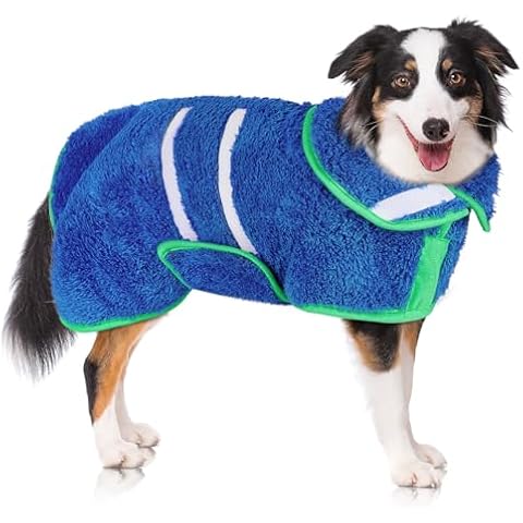 Dog Bathrobe Super Absorbent Dog Towels for Drying Dogs Large Quick Drying Dog Robes for After Bath Soft Dog Drying Towel Adjustable Dog Drying Coat to Keep Dog Warm(S-XXL) Cover