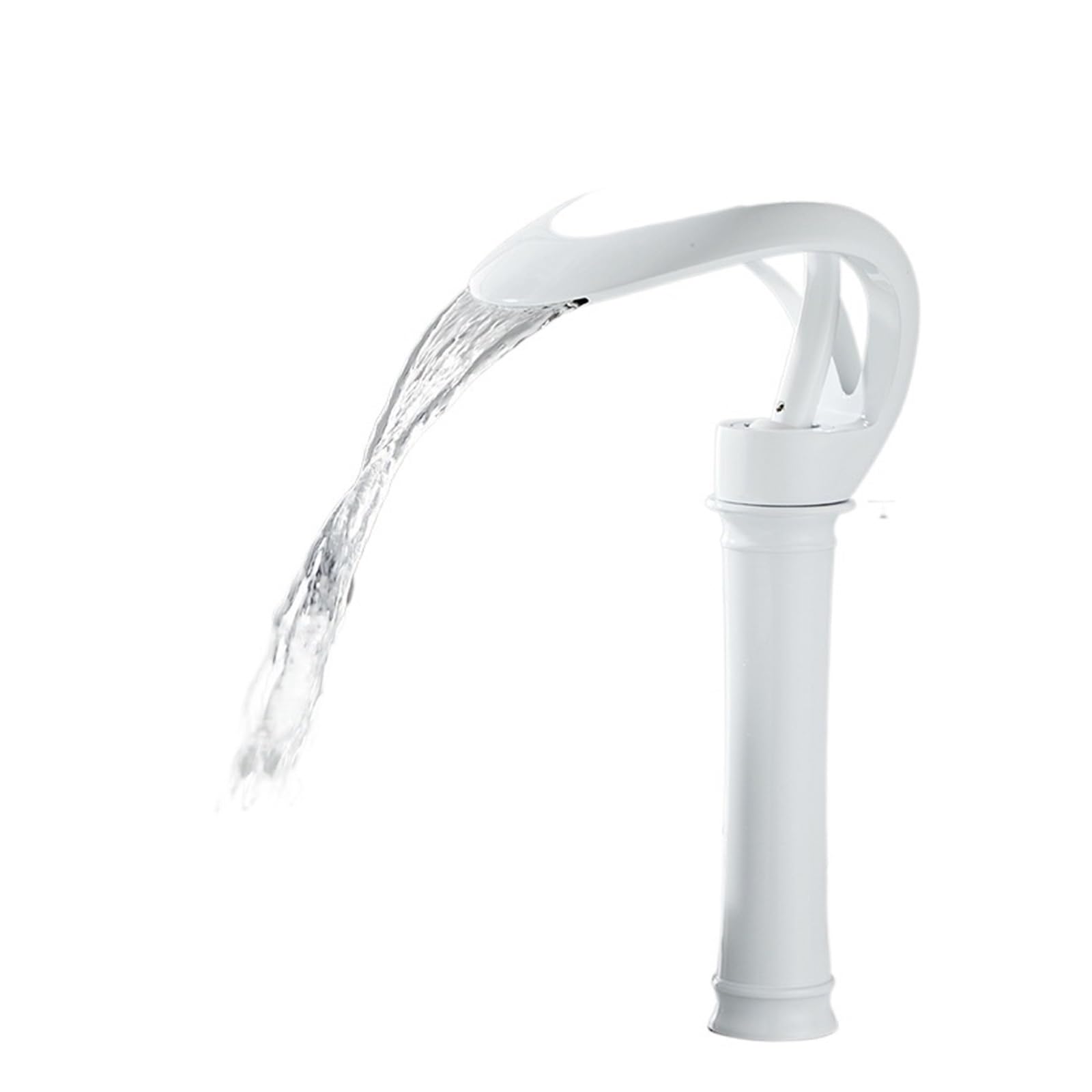 Soywim White B Creative Single Hole Waterfall Style Washbasin Faucet, Hot And Cold Bathroom Cabinet, All Copper Household,High-Pressure Resistant(White B)