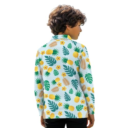 Kids Golf Tops Boys 3-16 Years 1/4 Button Long Sleeve Collared Shirts Novelty Fall V Neck Outdoor Outfits2