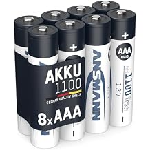 Ansmann AAA Rechargeable Batteries 1100mAh high-Capacity high-Rate Rechargeable NiMH AAA Battery for Flashlight etc. 8-Pack 5035232-590