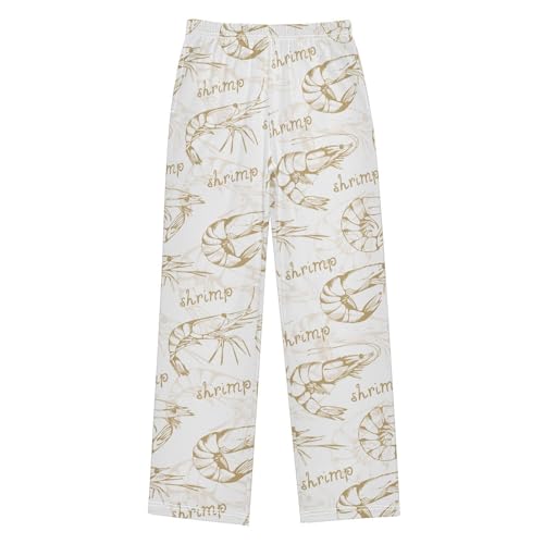 ZZXXB Shrimp Boys Long Pants Soft Trousers Elastic Waist Kids Lounge Bottoms with Pockets S-XL