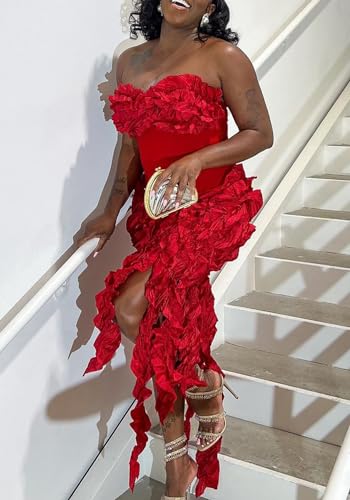 DINGANG Womens Dresses Sexy Off The Shoulder Corset Slit Summer Y2K Dress Club Party Long Dress2