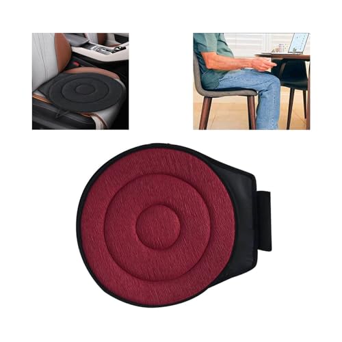 Firtideti 360° Rotating Seat Cushion for Car, 2024 New 360 Degrees Elderly Support Non Slip Cushion Swivel Seat Cushion, 360 Degree Easy Rotating Seat Cushion for Car Office Home (B-Red)