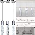 3 Lights Independent Kitchen Island Dining Room Light Pendant Light Fixtures Bubble Crystal Chandeliers Modern Kitchen Island Lighting Chandeliers Fixtures LED Lampara, 6000K LED Bulbs Included