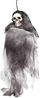 Amosfun HalloweenHalloween Scary Skull Doll Haunted House Spooky Creepy Novelty Halloween Decoration Prop (Grey)