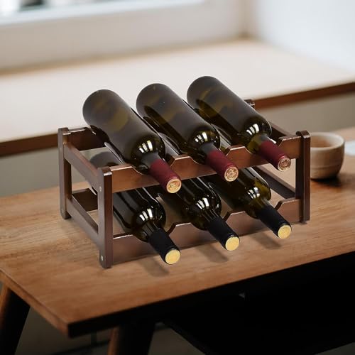 Soporte para 6 botellas de vino de bambú miniatura 7