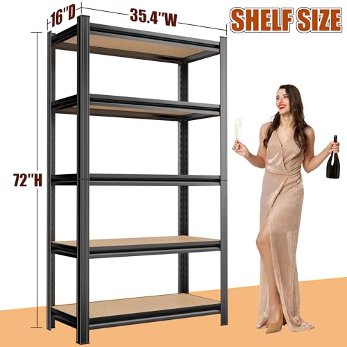Book Shelf, 5-Tier Heavy Duty Open Bookcase, Freestanding Bookshelf Display Storage Shelves, Tall Bookshelves For Living Room, Bedroom, Office, Modern Light Brown, 35.4"W*16"D*72"H, Easy Assembly - Image 4