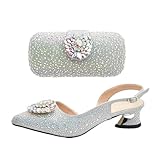 Sweejim Ensemble Chaussures Et Sac Italiens De Luxe pour Femme, Diamants Et Strass