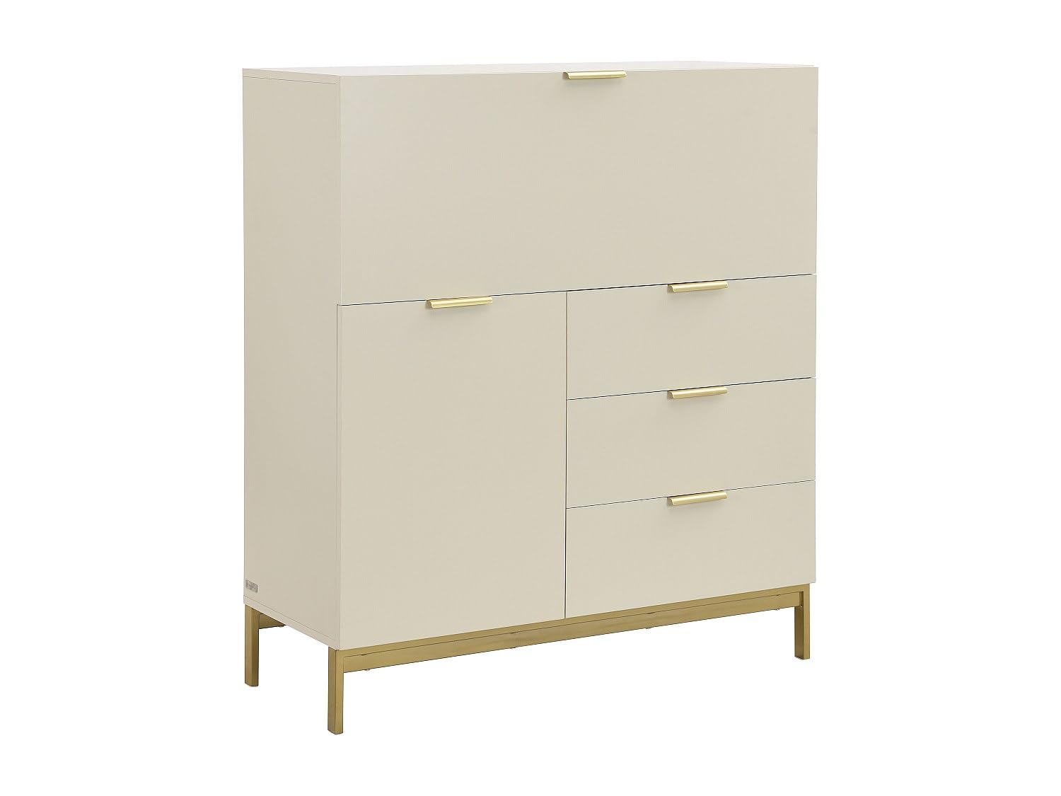 Vente-unique-Sekretär mit 2 Türen & 3 Schubladen - MDF & Metall - Beige - Erwin