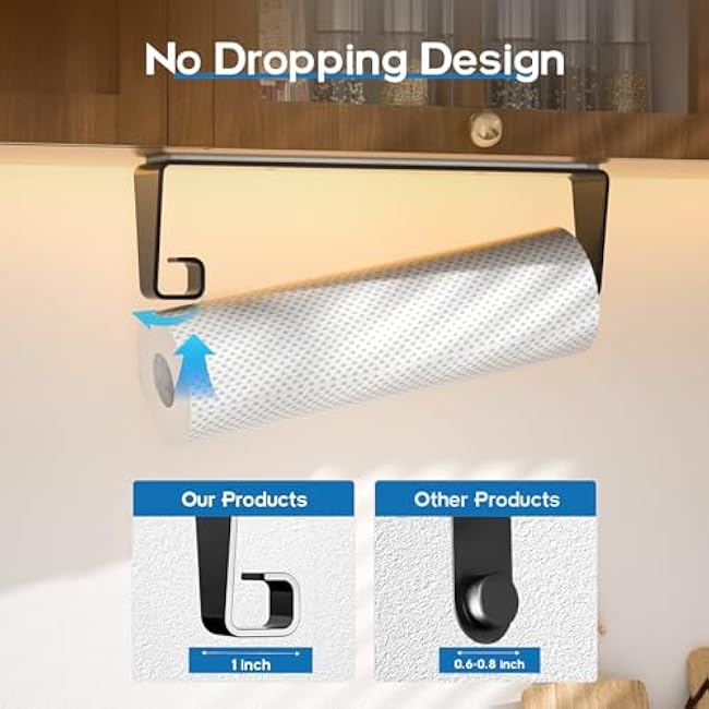 Paper Towel Holder Under Cabinet: Kitchen Paper Towels Holder Wall Mount Under Counter Kitchen Roll Holder Rack Black Paper Towel Rack Cabinet Door Mounted Hand Towel Roll Holder Kitchen Towels Holder