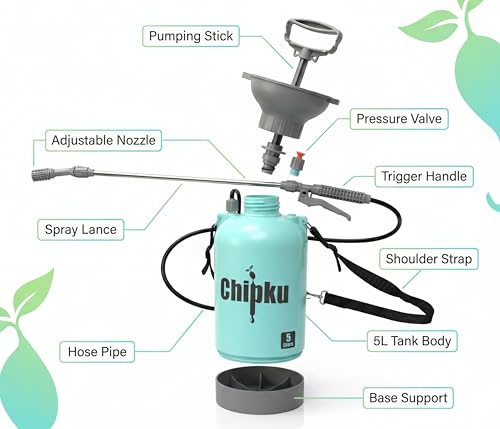 Image of Chipku 5 Litre Garden Spray Pump with Sprinkler Nozzle | Durable Lightweight Plastic Water Can for Home, Balcony & Outdoor Plants | Easy Pour Long Spout (Blue)