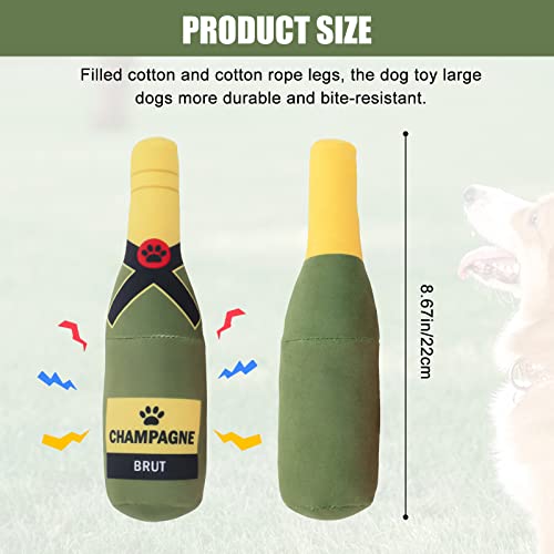 Nizirioo Quietschendes Hundespielzeug Kauspielzeug Plüsch-Bierflasche für Kleine, Mittlere und Große Hunde
