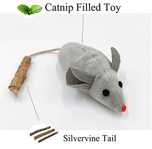 Ornaous 3Pcs Plush Furry Mouse Cat Toys Set, Catnip Filled Mice Cat Kitten Chew Toys Kit #TOP1