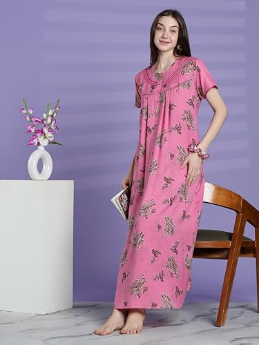 Image of 9shines Label Premium Alpine Maxi Designer Nighty | Floral Print Maxi for Women | Night wear for Women | | Full Length Night Gown for Women | Night Dress for Women Stylish (2467)