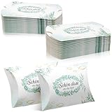 100 Gastgeschenke Hochzeit Boxen Gastgeschenke Kommunion Schön dass du da bist Stück Kleine Kissenschachteln mit christlichen Motiven Geschenkboxen Konfirmation Verpackung für Taufe Firmung