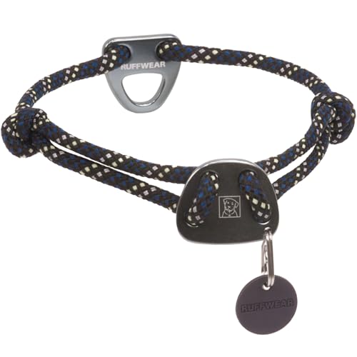 RUFFWEAR Knot-a-Collar mittelgroßes Hundehalsband, Kletterseil, verstellbar und stabil für Spaziergänge mit dem Hund, Größe M (36–50 cm), Obsidianschwarz