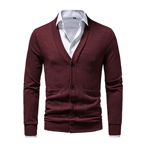 Cardigan homme col en V bordeaux léger pour éviter les coups de froid