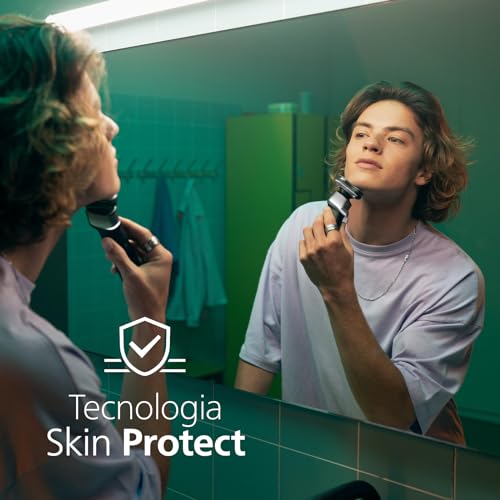 Philips Shaver 5000X Series Rasoio elettrico Wet and Dry con tecnologia Skin Protect, testina flessibile a 360°, 1 ora di ricarica/ricarica rapida di 5 minuti, cappuccio a P, Argento, modello X5004/00 - Immagine 4