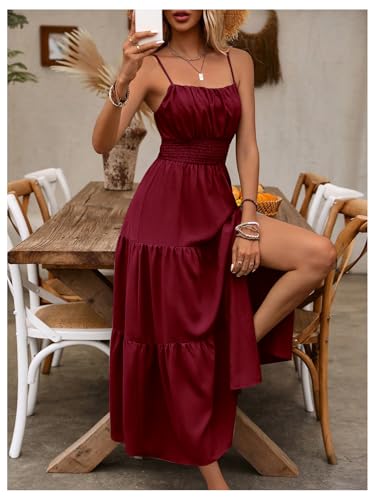 Image of BEAUDRM Women's Summer Maxi Dresses Boho Summer Wedding Guest Dress Beach Vacation Outfits Cruise Flowy Milkmaid Sundresses