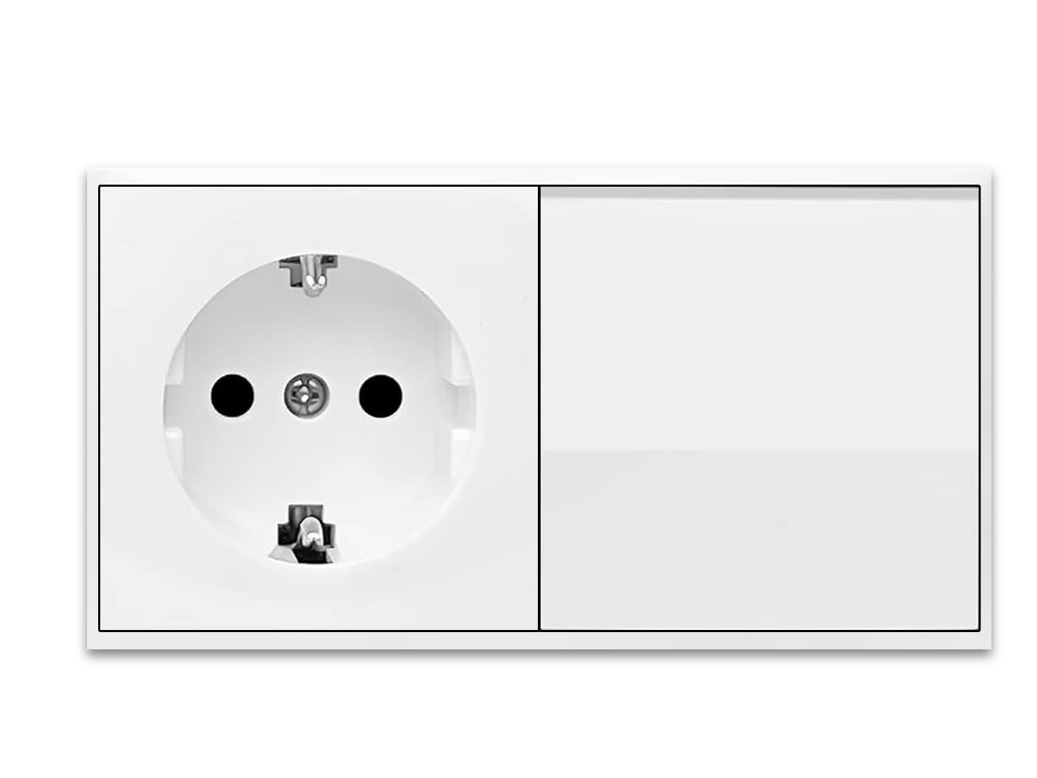 Enchufe de Schuko con Interruptor, Enchufe de Pared, Toma de Corriente Doble, Enchufe y Interruptor para Montaje en Superficie, 10AX,16A,250V, Ideal para el Hogar y la Oficina, Serie Blanca