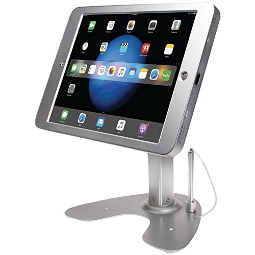 Anti-Theft Stand – CTA Security Aluminum Kiosk with 360-Degree Rotating Base and Cable Management Cable Routing System for iPad Pro 12.9 (Generation 1 and 2) (PAD-ASKP) – Silver