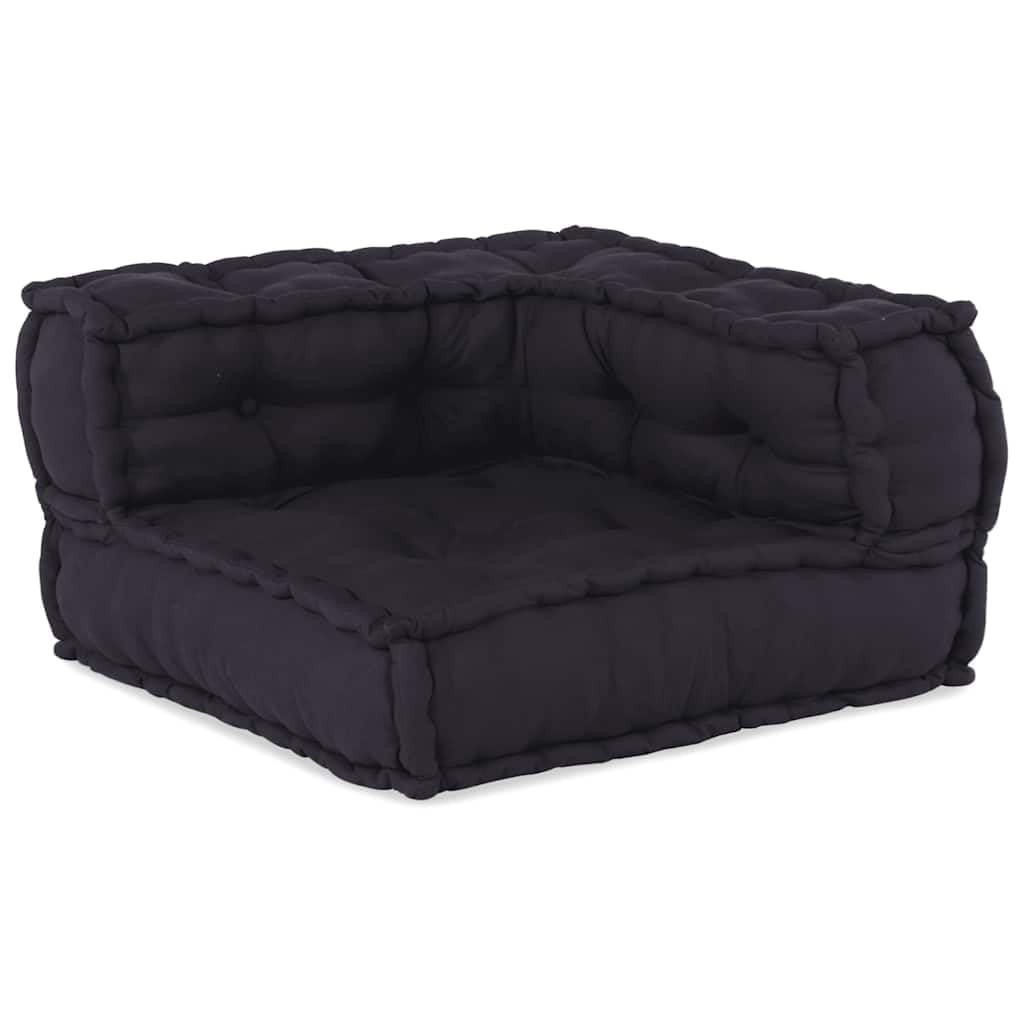 Sofá modular de 2 plazas, antracita, 140 x 70 x 36 cm, de algodón | Sofá de suelo flexible con relleno de espuma suave y funda de algodón para sala de estar, porche o rincón de juegos.
