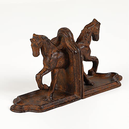 Jemeni 2 Pack Farmhouse Galloping Horse Bookends, Rusty Finish