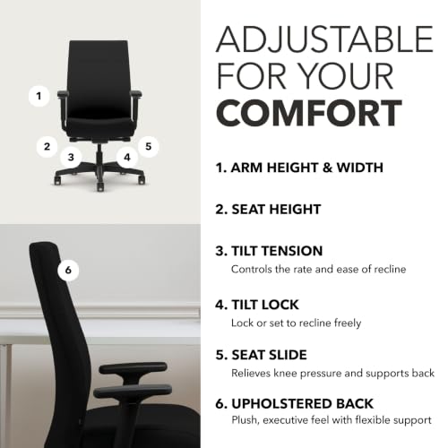Image of HON Ignition 2.0 Ergonomic Office Chair, Lumbar Support, Desk Chair, Black