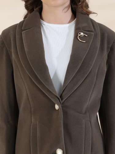Image of PLAGG Women's Notched Lapel Long Overcoat