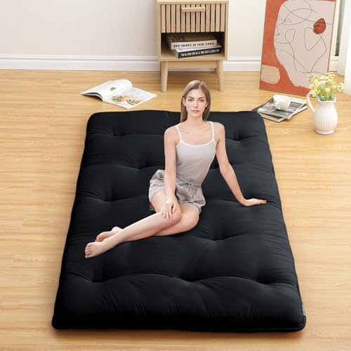 ROYGROW Japanese Floor Mattress for Kids Adults, Twin Size Black Futon Mattress 39