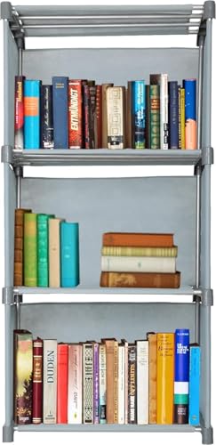 Image of GIRJA 4 Layer Multipurpose Foldable Open Bookshelf Storage Shelf for Study Room Home Office Plastic Semi-Open Book Shelf
