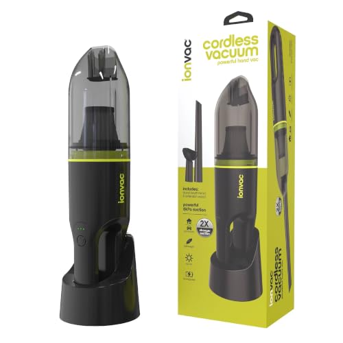 DCLINA IonVac Cordless Handheld Vacuum Cleaner, 6kPa Suction, USB Charging, Lightweight 3lb Design for Home & Car