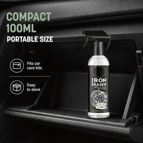 Cvuabsy 2PCS Iron Eraser Rust Remover Spray New Iron Eraser Iron and Rust Remover for Car Wheels and Paint Professional Car Cleaning Spray Fast Acting Rust & Brake Dust Remover for Cars, Motorcycles - 5