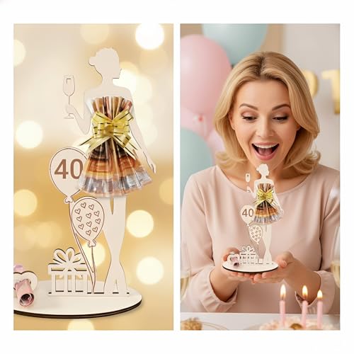 Geldgeschenk 40. Geburtstag Frau – Holz Schild mit Gästebuch, Geschenk zum 40. Geburtstag für Frauen, Deko und Geldgeschenk in Einem für Hochzeit, Tischdeko & Jubiläum