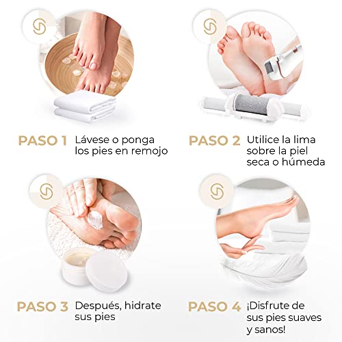Miniatura 4 de Essy Lima Eléctrica Para Pies Con 5 Rodillos De Repuesto Removedor De Callos Recargable, 2 Velocidades, Pantalla Led, Carga Usb, Kit De Pedicura Blanco