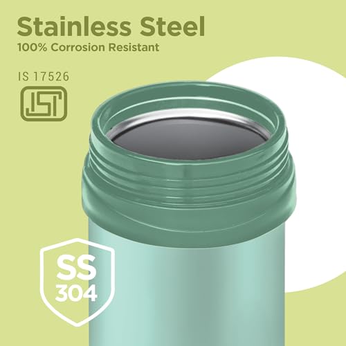 Image of MILTON Soup Flask 500 Thermosteel Vacuum Insulated Food Jar|Hot & Cold Thermal Flask|Double Walled|Leak Proof |Ideal for carrying Soup, Tea, Coffee to Office, School,Travelling, 460 ml, Light Green