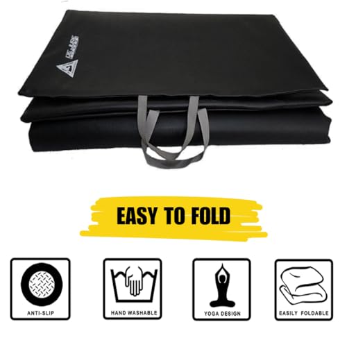 Image of Abb Initio Gym (A De Jure Fitness Brand) PVC Leatherette Yoga Mat, Unbeatable Non Slip Raxine, Eco Friendly and Odorless Lightweight and Extra Large Size with 10 MM Thickness (Black)
