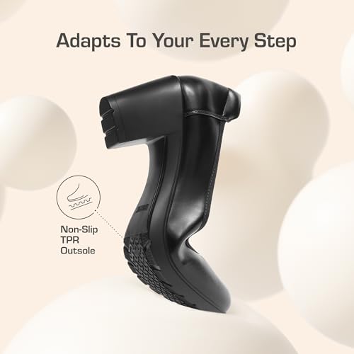 DREAM PAIRS Women's Chunky Closed Toe Low Block Heels Work Pumps Comfortable Round Toe Dress Wedding Shoes4