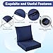 IASEAHK Outdoor Seat Cushion Set, Waterproof & Fade Resistant Patio Chair Cushions, Outdoors Cushion for Patio Furniture, 24 x 24 x 5.75 Inch, Outdoor Couch Cushions with Handle and Ties, Navy Blue