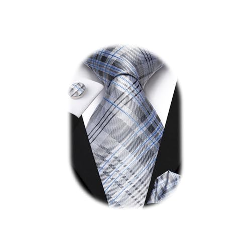 Image of Hi-Tie Men's Tie Sets Silk Paisley Striped Necktie Pocket Square Cuff-links Sets Wedding Business Holiday