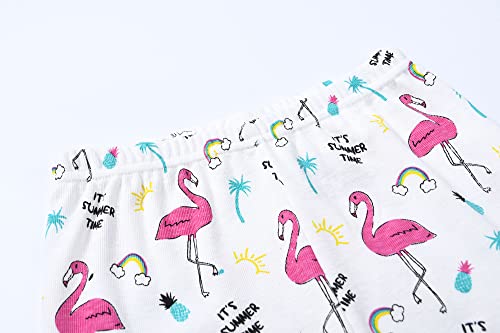 Joyond Girls Summer Cotton Pajamas 2t for Toddler Clothes Kids Short Sleeves 4 Piece Snug-Fit Sleepwear Flamingo Pjs Set — view 4