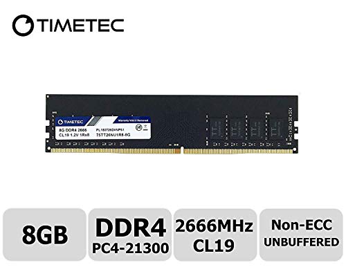 Timetec Hynix IC DDR4 2666 MHz PC4-21300 Unbuffered Non-ECC 1,2 V CL19 2Rx8 Dual Rank 288 Pin UDIMM Desktop Memory RAM Module Upgrade (8GB)