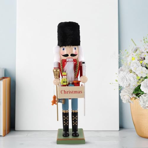 Casse-Noisette Noël Bois et Peluche : figurine artisanale robuste pour décoration de table